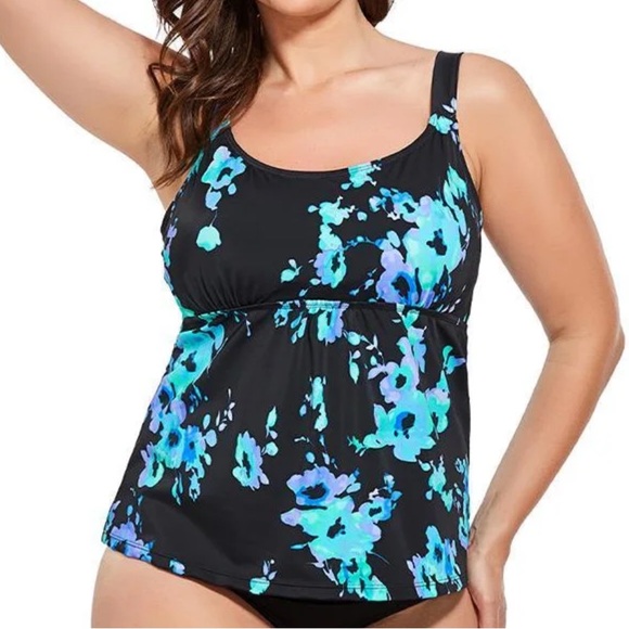 FULLFITALL womens plus size 24 tankini scoop neck swim top NWT - Picture 1 of 6